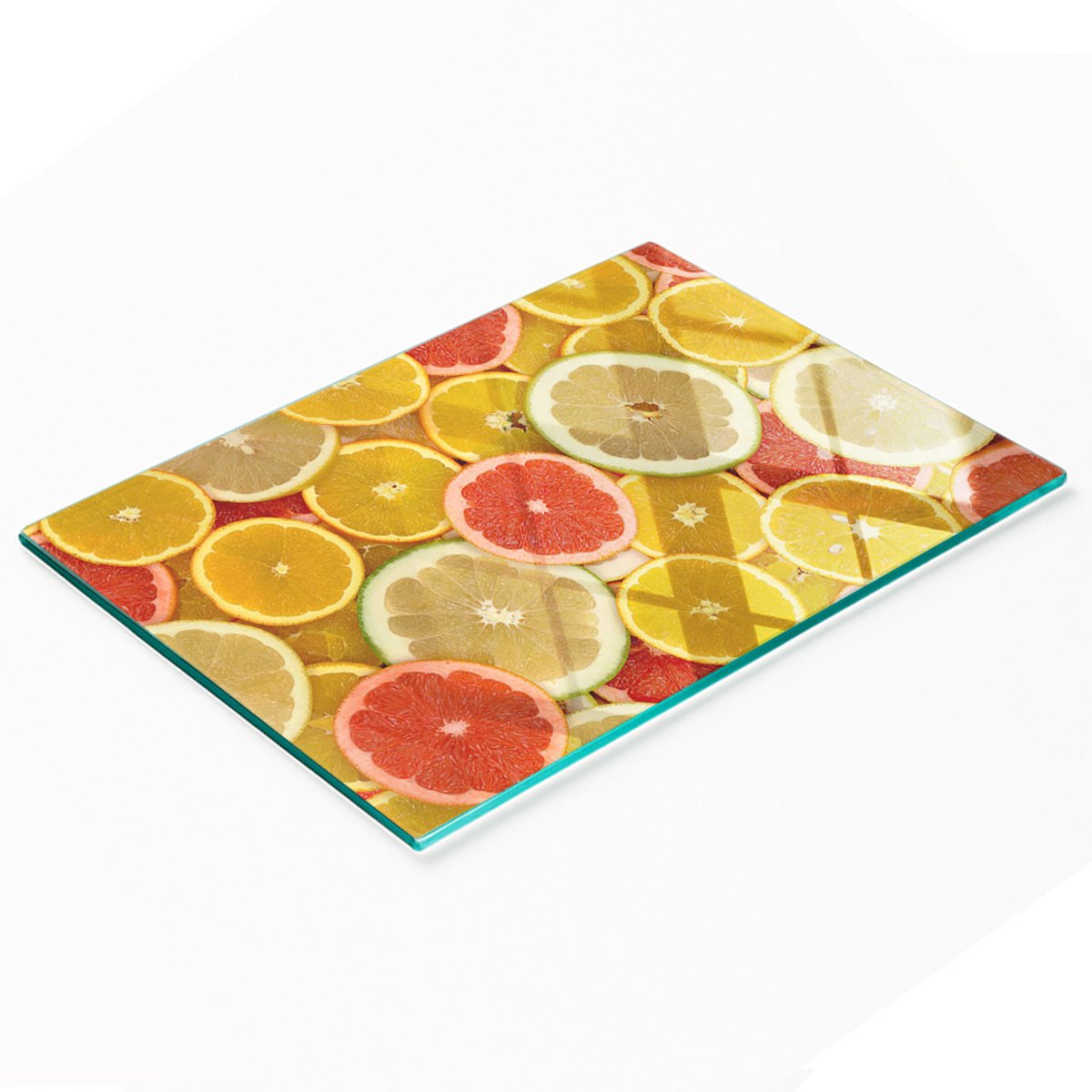 Decoratieve serveerplank van glas met citrusvruchtenmotief, 80x52 cm