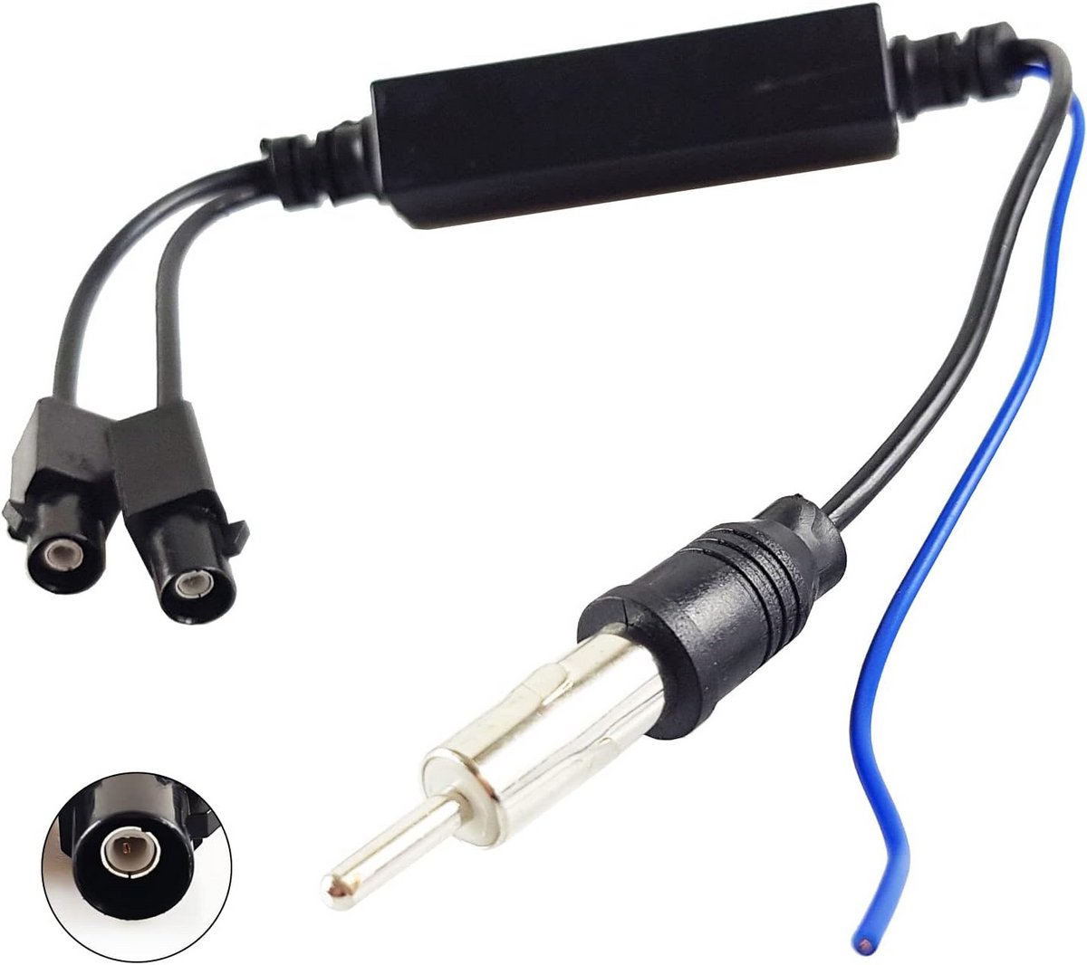 Autoantenne Adapterkabel - Autoradio Versterker - Verbeter Signaal Ontvangst - Dubbele Fakra naar ISO - 35 cm Lengte - Zwart