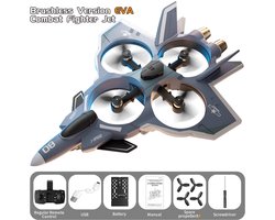 Bextunio RC Drone Fighter Jet - Brushless Motor - 360° Stunts - 2.4G Afstandsbediening - Oplaadbaar - RC Vliegtuig Speelgoed