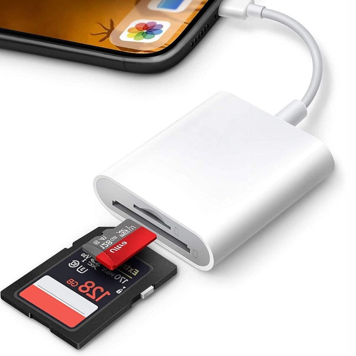 Quvo® Sd Kaart Lezer - SD-kaart - SD-kaartlezer USB-C - Wit - 16cm x 7cm x 2cm