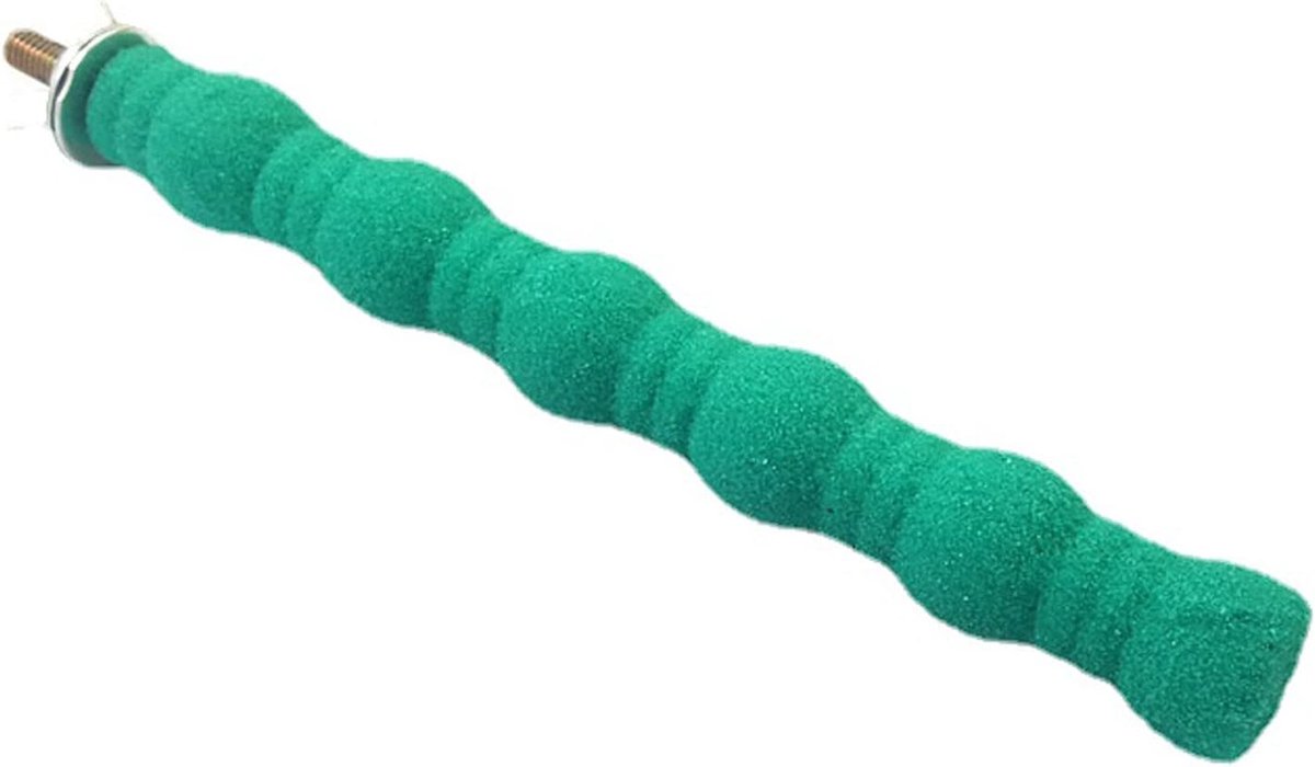 Zitstang Vogelkooi - Voederstok - Klauw & Snavel Onderhoud - Natuurlijk Mineraal Oppervlak - 16 cm Lengte - Groen