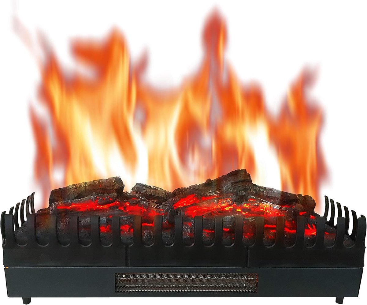 Elektrische Haard XL - Inzethaard - 67 cm - Elektrische Kachel met Vlammeneffect - 2000W Verwarming - LED Verlichting - Gloeiende Houtblokken - Vrijstaand - Sfeerhaard - 67x23x24 cm - Realistisch Vuurbeeld - Elektrische Sfeerkachel - Zwart