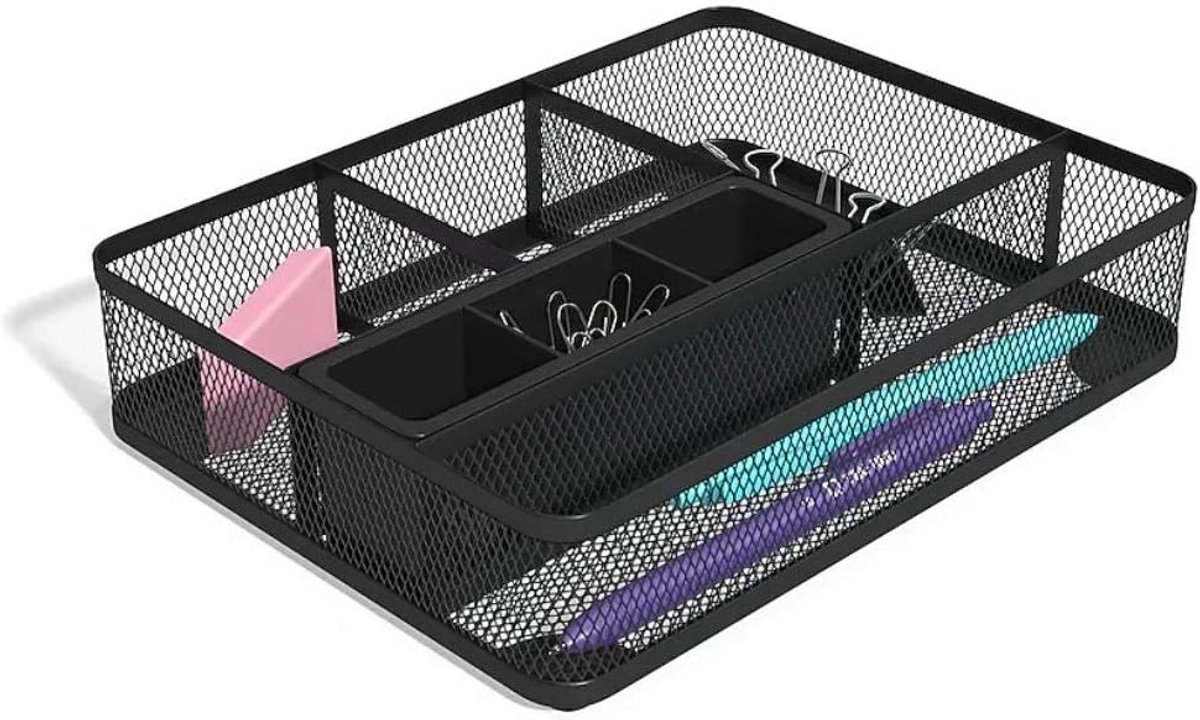 Lade Organizer - Bureau Bak - Kantoor Opbergen - Stevig Staal - 9x6 Inch - Zwart