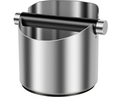GELLDG Uitklopbakken - Koffiedikbak - Knock Box - 10x10x11cm - Antislip Bodem, Milieuvriendelijk ABS Materiaal, Demonteerbare Staaf, Schuine Opening - Geschikt voor Espressomachines - RVS - Zilver
