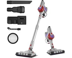 YYchan Stofzuiger - Steelstofzuiger Draadloos - 300W Krachtige - 60 min Accu - 30kPa - Zonder zak - LED - Rood