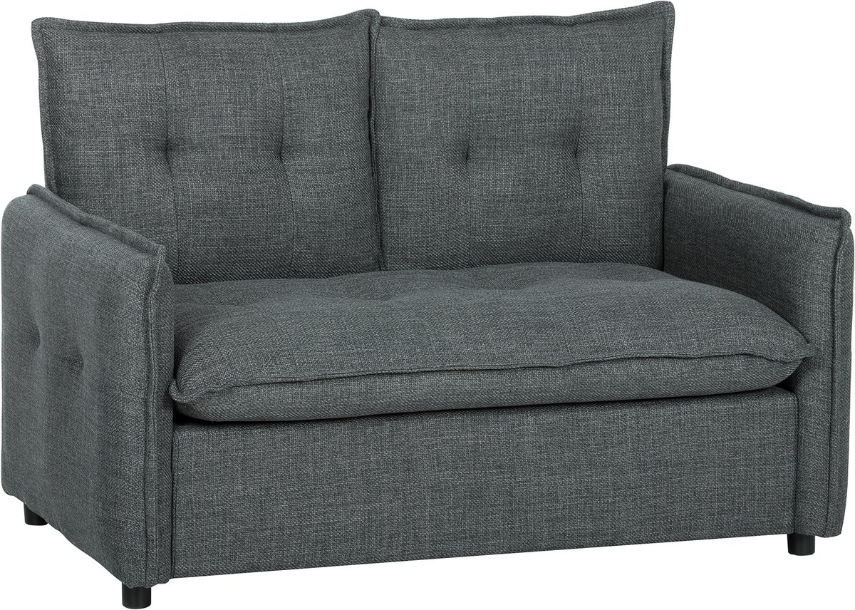 HOMCOM Tweezitsbank - Linnenstof (60% katoen, 40% polyester) - 131 x 75 x 85 cm - Donkergrijs