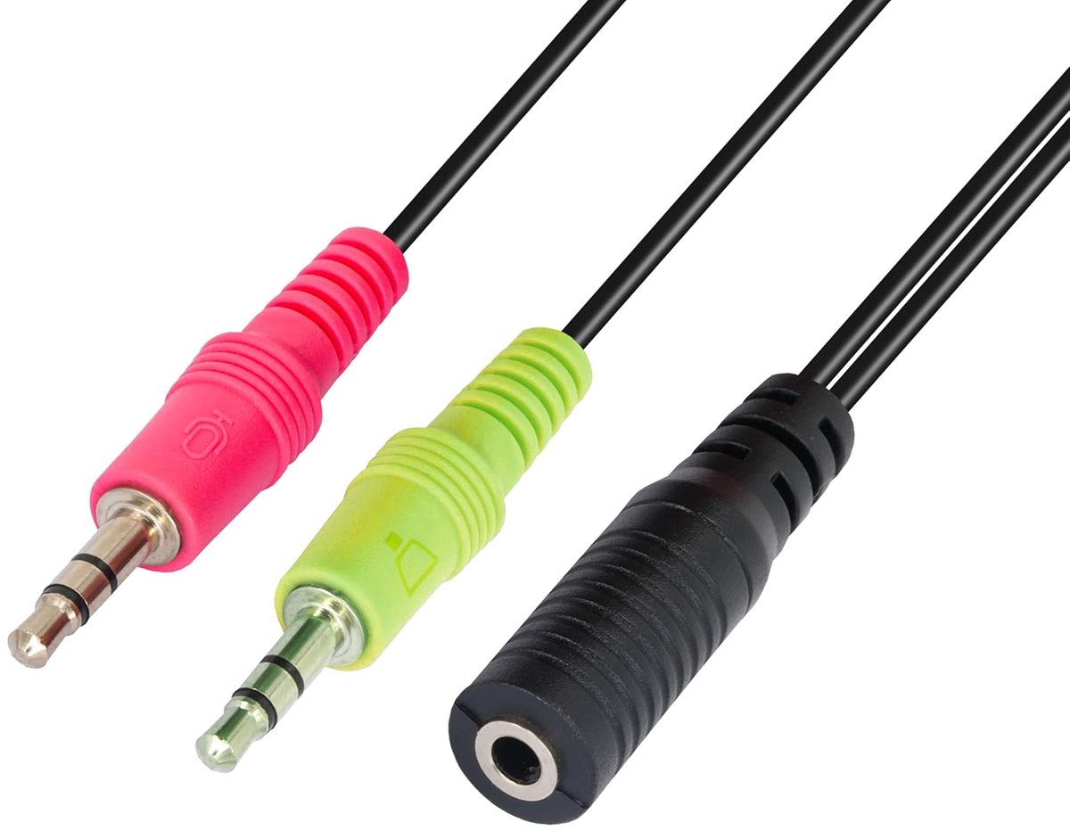 Audio Splitter Kabel - Hoofdtelefoon Adapter - Geluid Delen - 2 In 1 Uit - 23 cm - Zwart