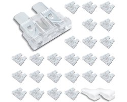 Autozekering Set - Platte Zekeringen - Auto Bescherming - Met Clips - 25A Standaard - Wit