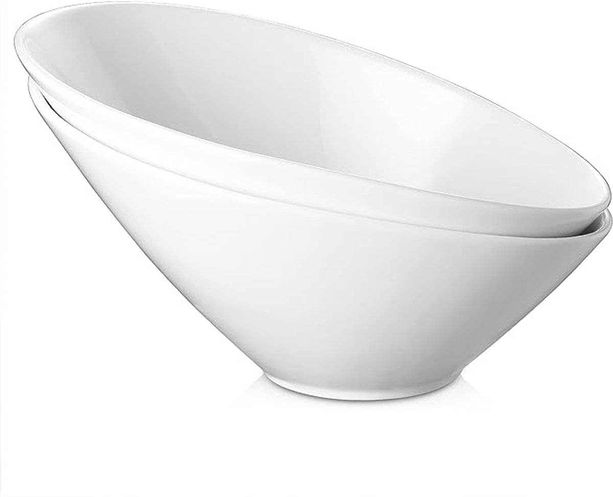 Dowan Schuine Saladekommen 769ml – 24,1cm – Wit – 2-delig – pasta