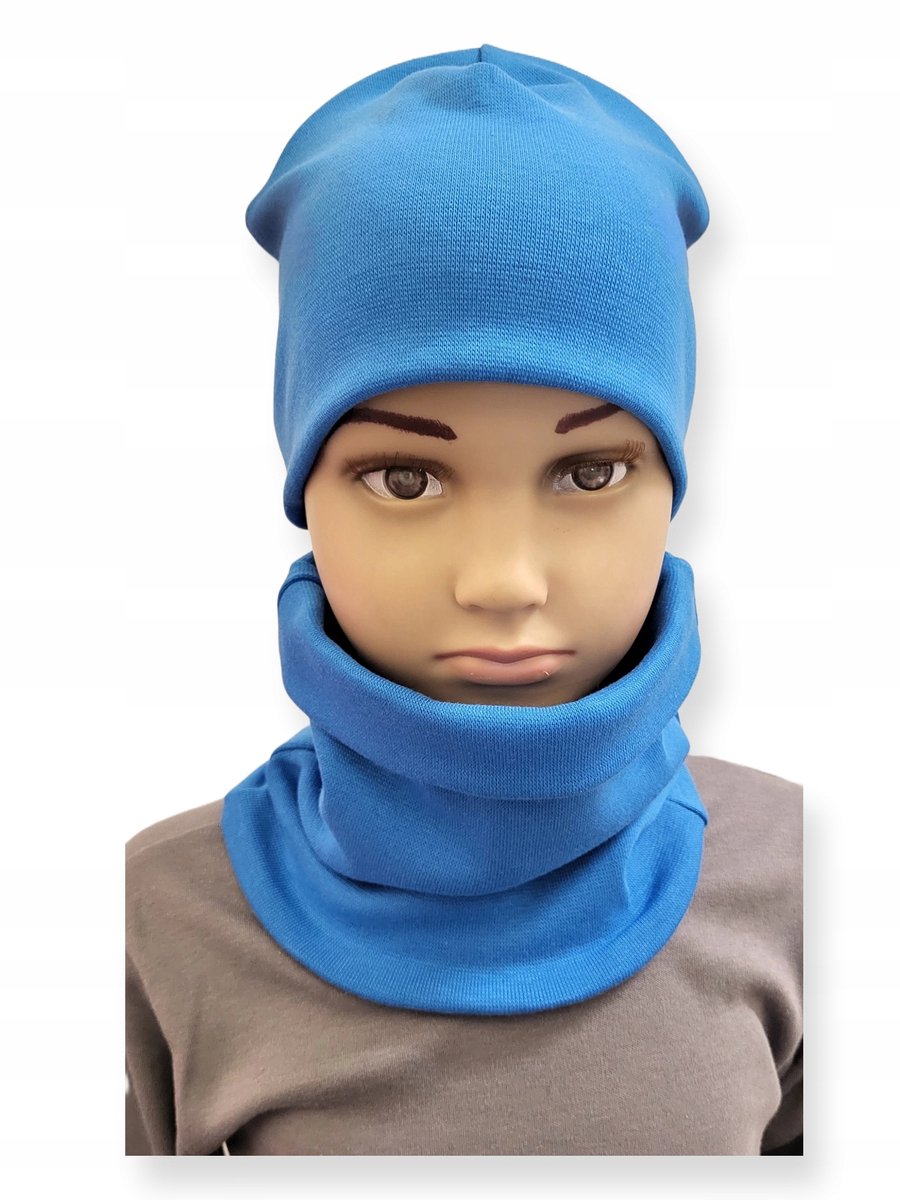 Dartomik - Kinder Set - Muts en Sjaal - Blauw - Maat 46-50