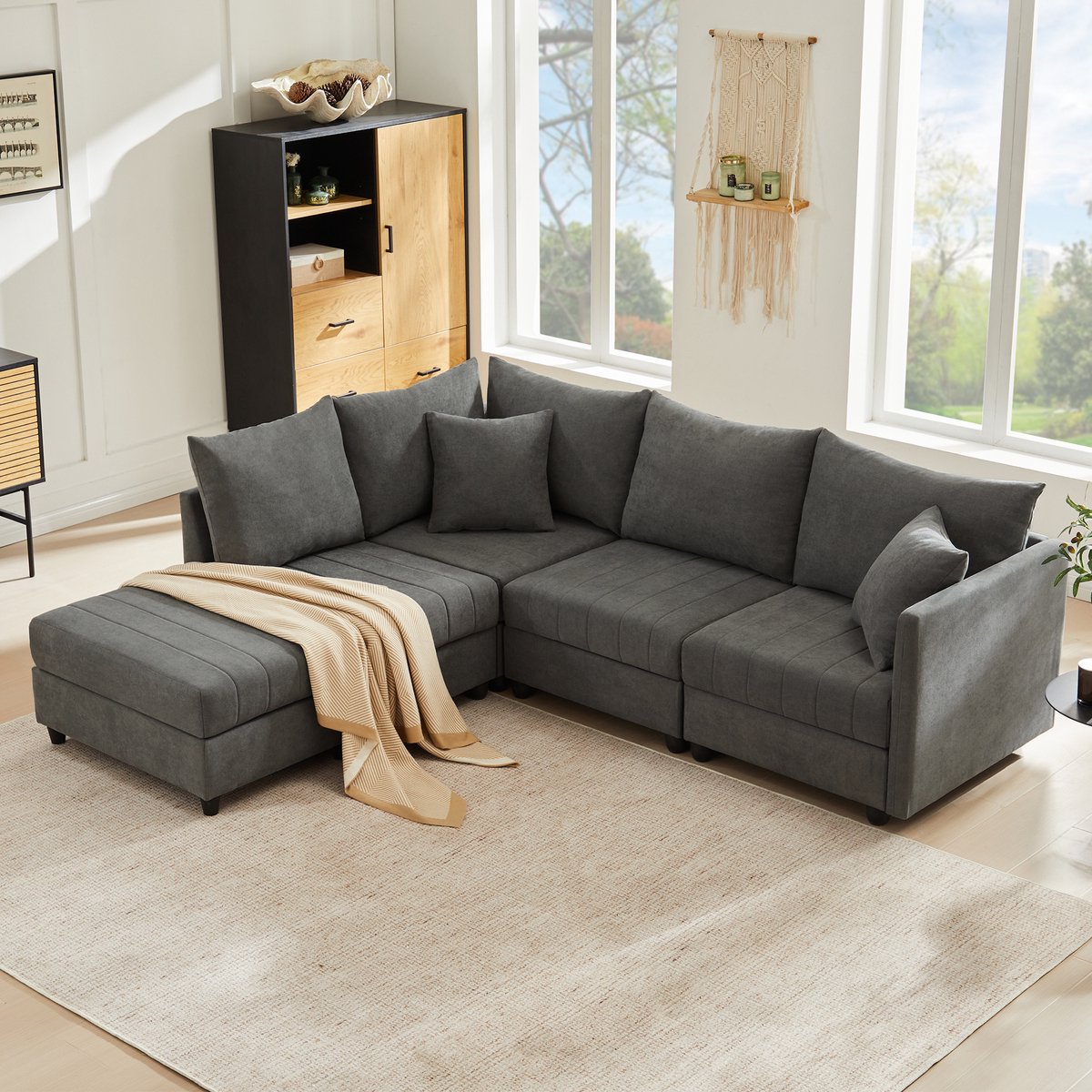 MODFU Modulaire Hoekbank - Verplaatsbare Hocker - U- Of L-Vormig - Modern - Woonkamer - Ka