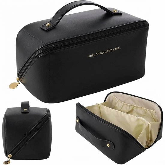 Toilettas/make-up tas zwart met handvat 23 cm voor heren/dames