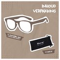 Inhoud verpakking: Maesy zonnebril Lino en een zwart microvezel hoesje.
