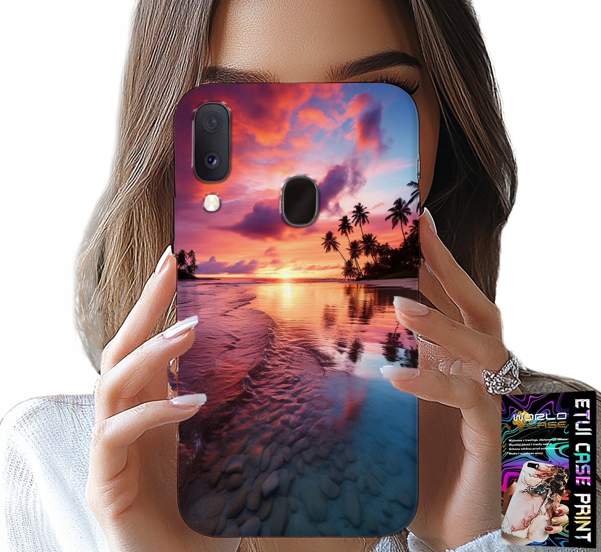 HOESJE VOOR SAMSUNG GALAXY A40 - STRANDVAKANTIE-EILAND PRACHTIG UITZICHT + GLAS