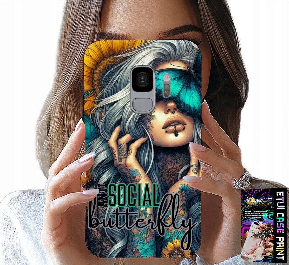 HOESJE VOOR SAMSUNG GALAXY S9 - ANTI-SOCIAAL, VLINDER, VROUW
