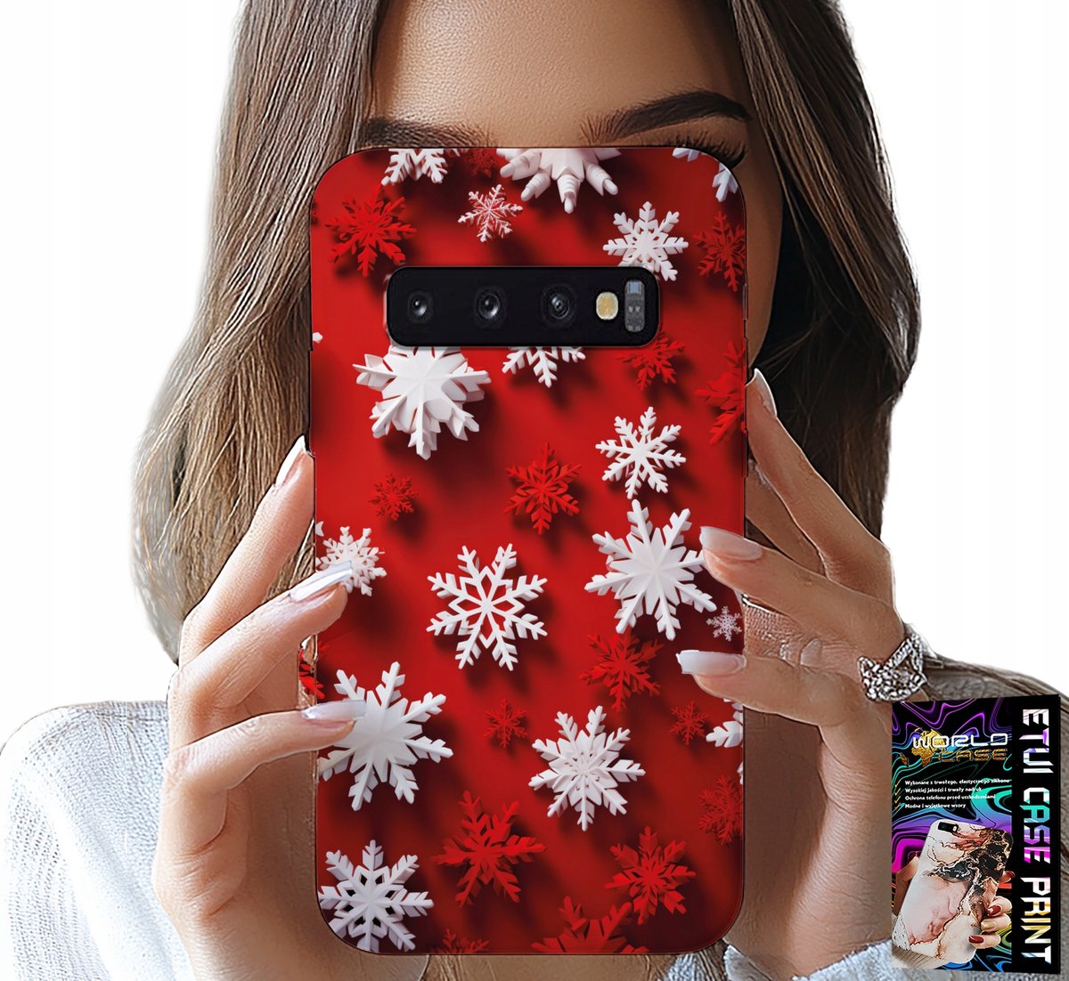 HOESJE VOOR SAMSUNG GALAXY S10 PLUS - SNEEUWVLOKKEN, SNEEUW, STERREN, KERST