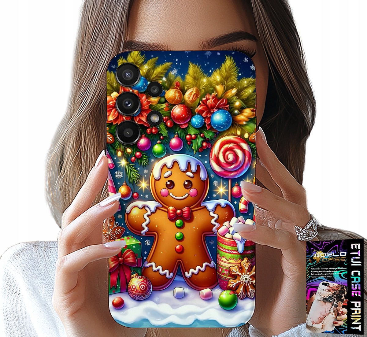 HOESJE VOOR SAMSUNG GALAXY A32 5G - PEPERKOEK, SNOEPJES EN KERSTPATRONEN + GLAS
