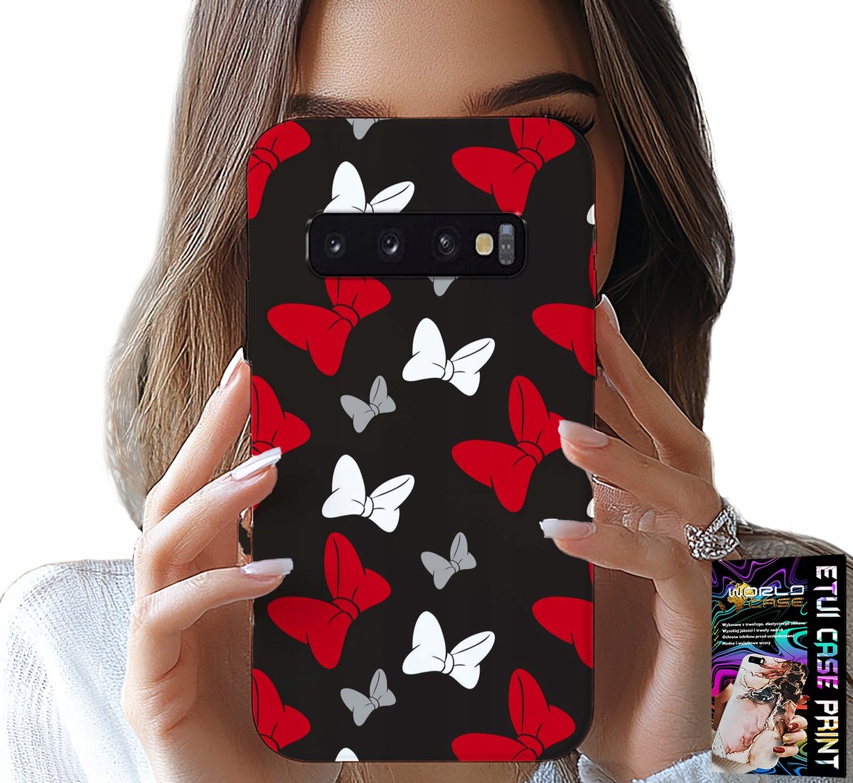 HOESJE VOOR SAMSUNG GALAXY S10 - ROOD-WIT KOMMEN, MUIS, PATRONEN