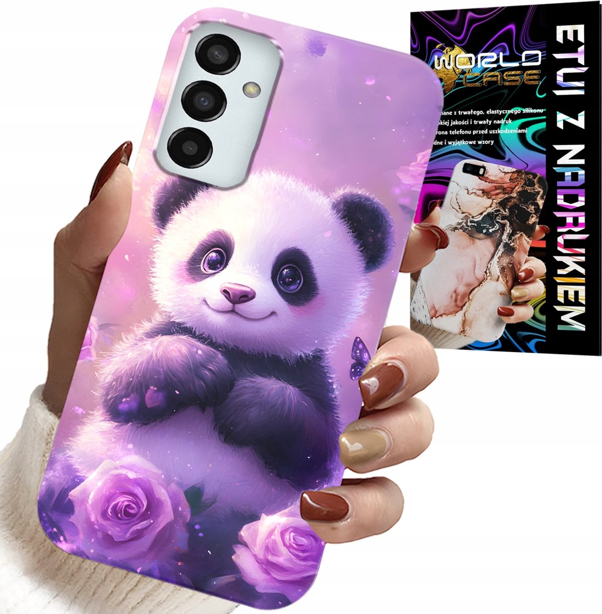 Hoesje voor Samsung Galaxy M13 4G - Leuke panda-print voor kinderen + glas