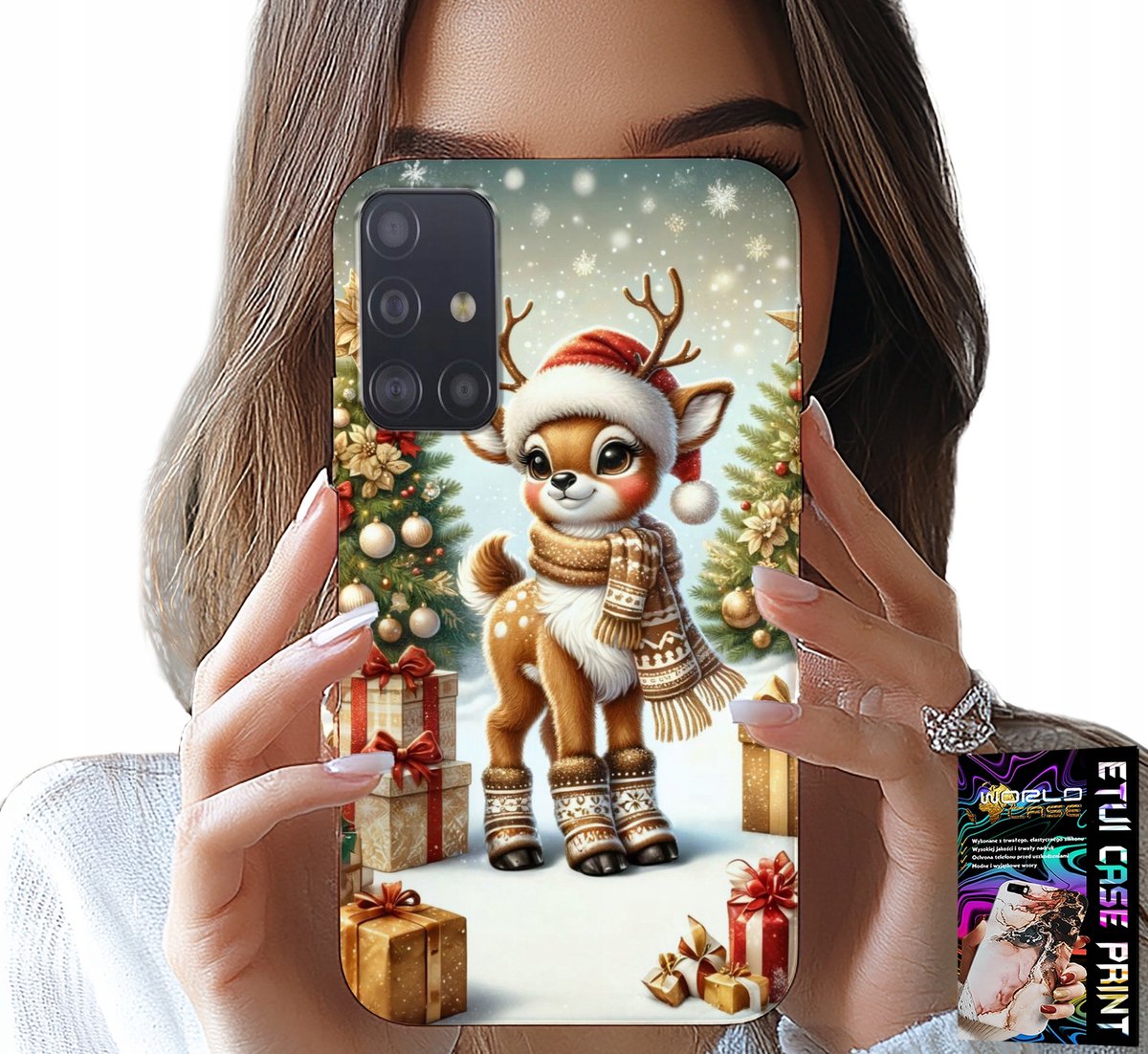 HOESJE VOOR SAMSUNG GALAXY M31S - RENDIER, KERSTPATRONEN + GLAS