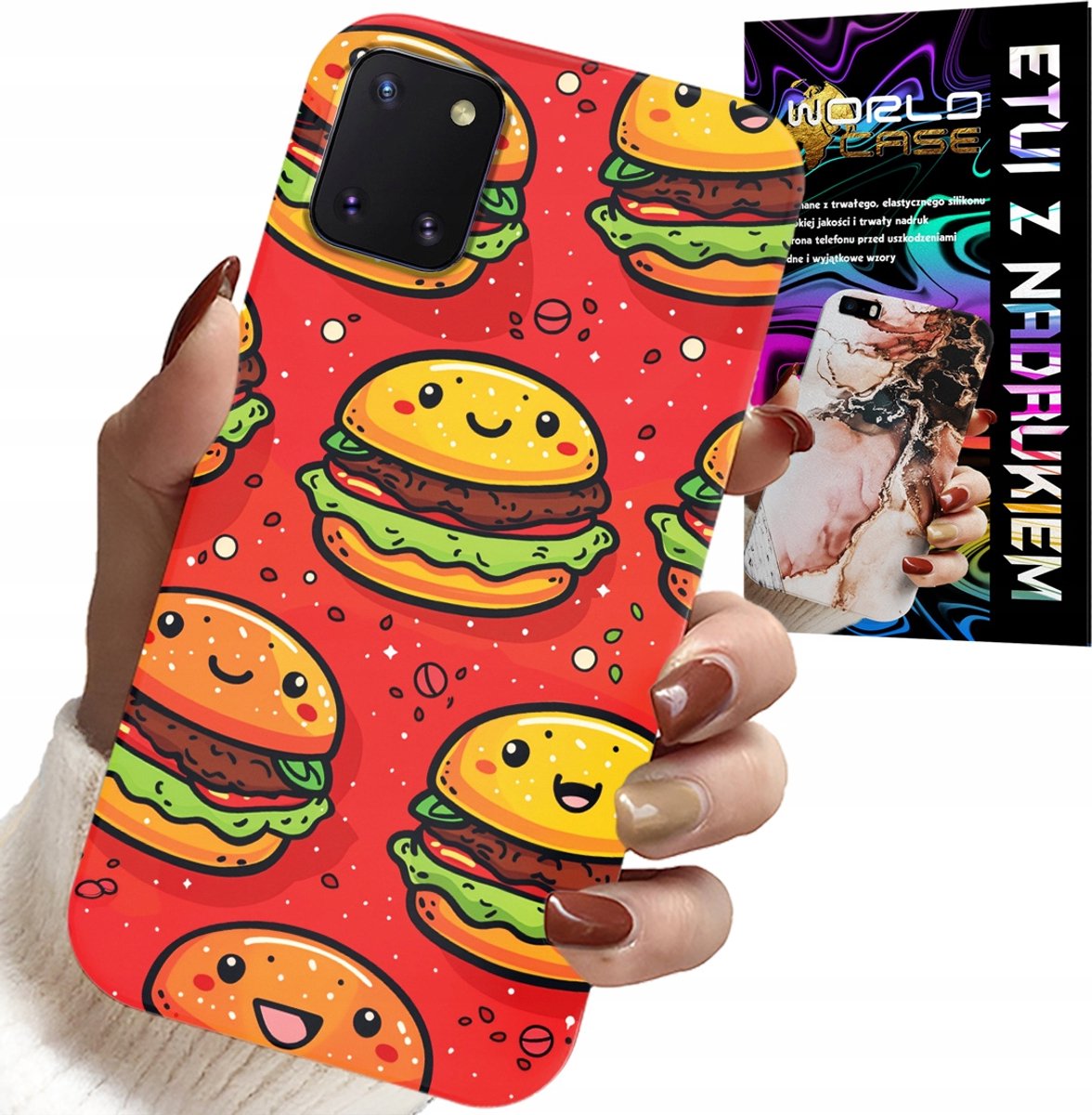 HOESJE VOOR SAMSUNG GALAXY A81 - LEUKE HOES MET LACHENDE BURGERS