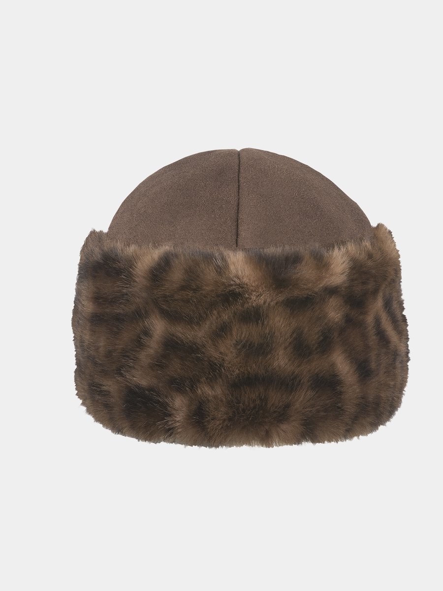 Elvira - Muts voor dames met luipaard patroon - Bruin