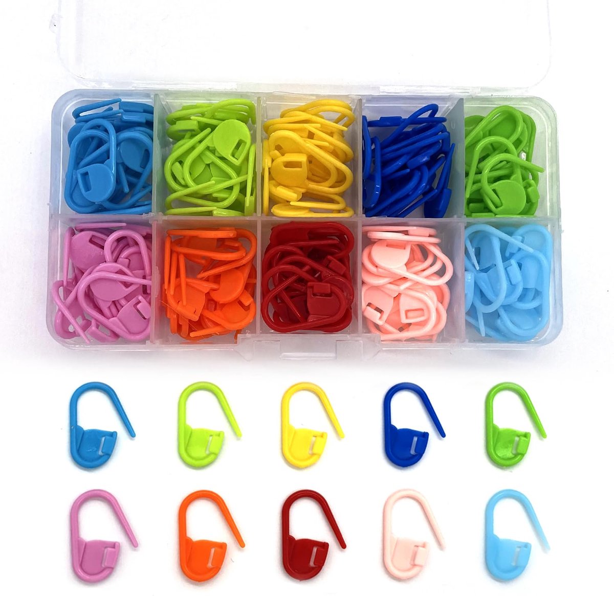 carmderin - Breimarkers Set - 120 Stuks - 10 Kleuren - Locking Stitch Markers - Inclusief Opbergdoos - Voor Breien, Haken of Knutselen