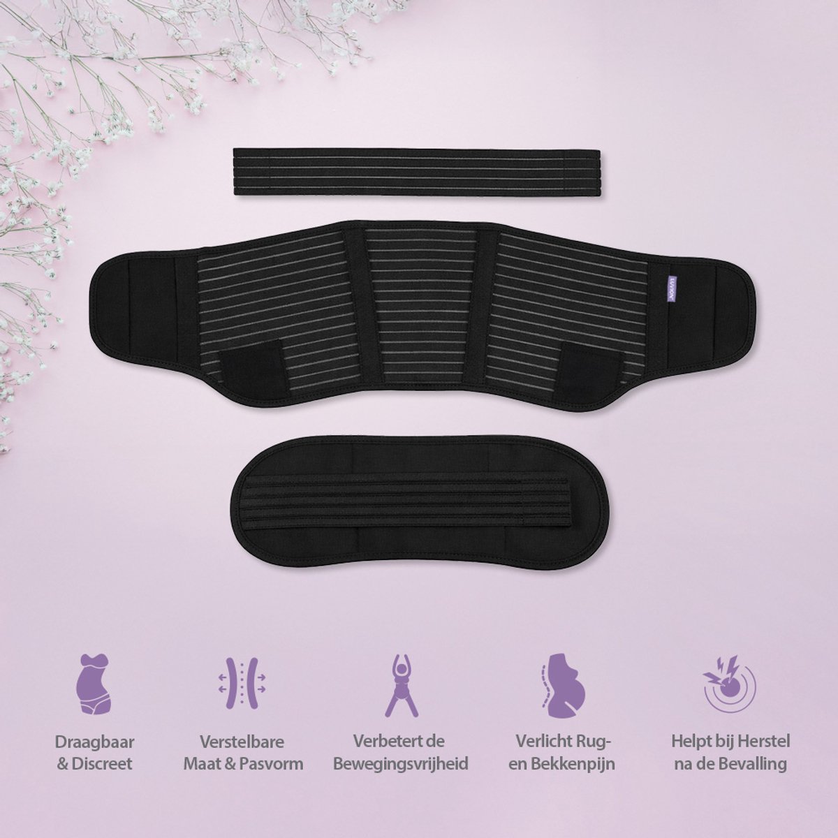 LUVION® Zwangerschapsband – Buikband Zwangerschap – Verstelbare Buikband – Rug- en Bekkenondersteuning – Zwart – L – foto 4
