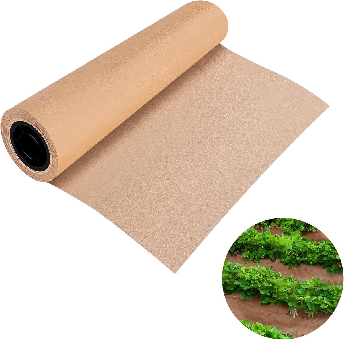Onkruidbarrière Papier - Tuinpapier Grasdoek - Onkruid Vrij Houden - Biologisch Afbreekbaar Heavy Duty - 3 x 50 voet - Bruin