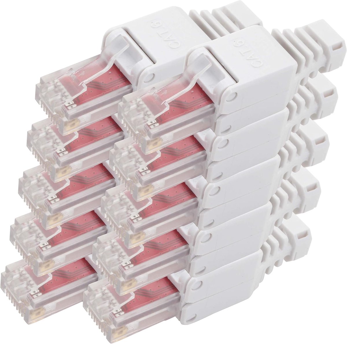 Netwerk Connector - RJ45 Connector - Kabel Installatie - Gereedschapsvrij Monteren - Cat 6a - Zilver Wit