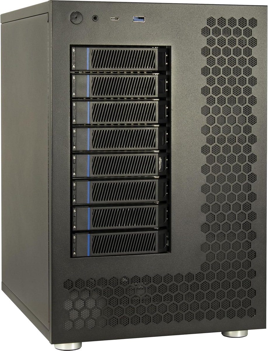 NAS Behuizing - Opslag Server - Data Opslag - 8 Schijven 12 Gb/s - 38x41x34 cm - Zwart