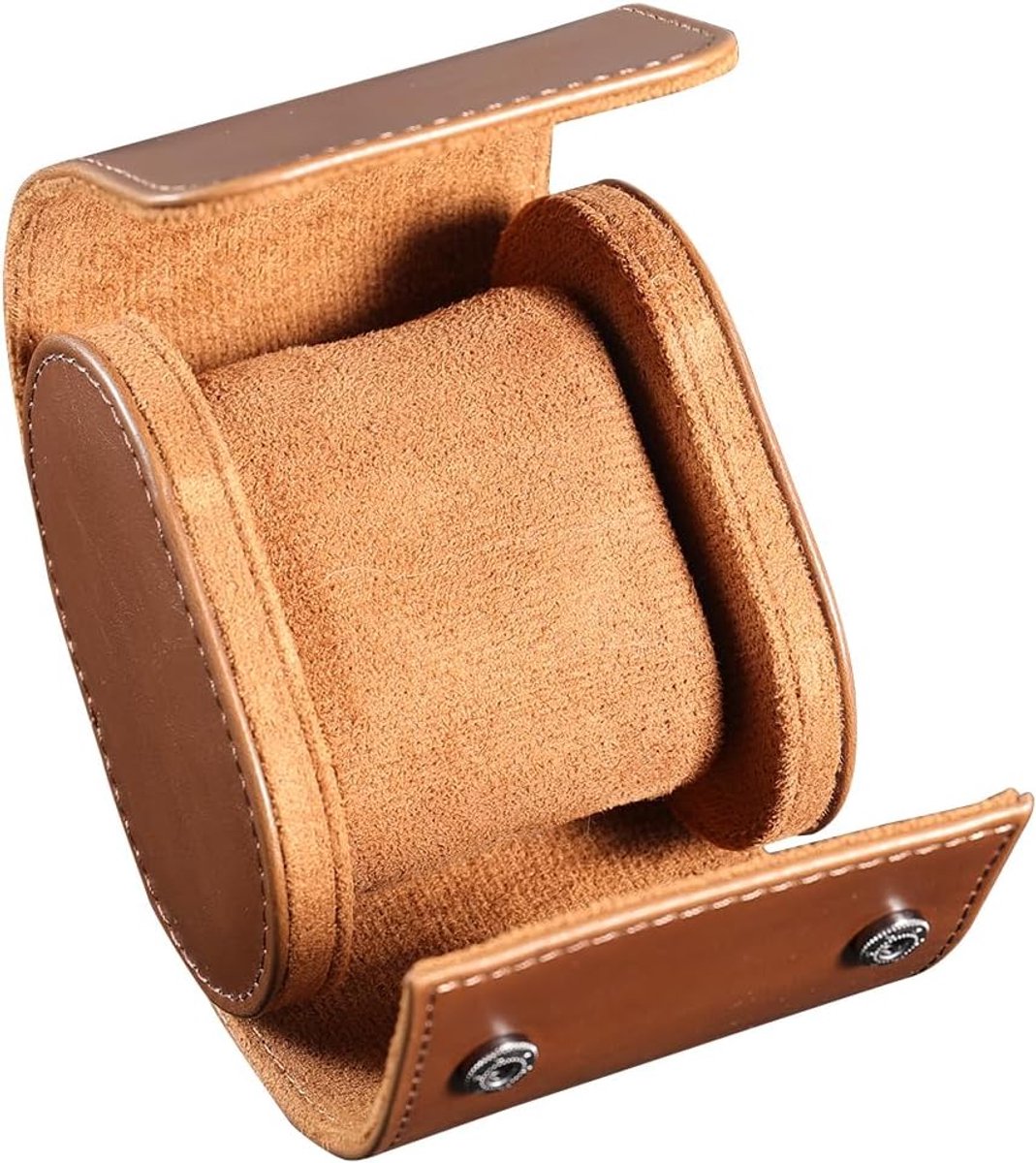 Horloge opbergdoos -Horlogedoos - Enkele Horlogerol - Horloge Etui Leer - Horloge organizer voor Heren - Etui voor Eén Horloge - 10 x 7 x 9 cm - Bruin