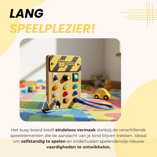 Dastium Kids - Busy Board - Activiteitenbord - Montessori Speelgoed - Baby Speelgoed - Educatief Speelgoed - Met Werkende Lampjes van Merkloos — afbeelding 3