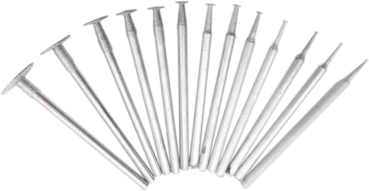 Diamant Slijpen Boren - Metaalbewerking Frezen - Precisie Bewerking - 13 Delige Set - 2.35mm Schacht - Zilver