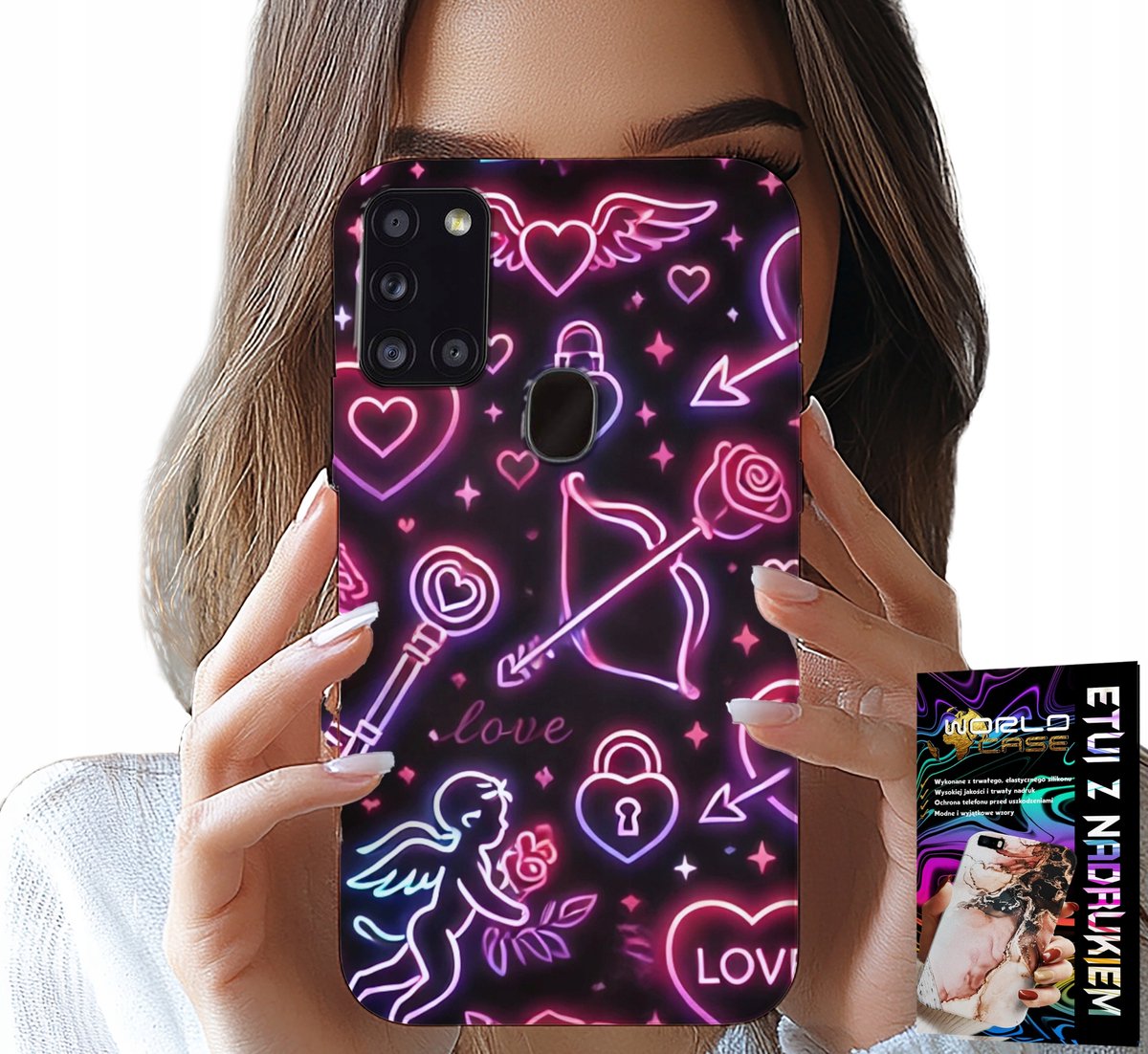 HOESJE VOOR SAMSUNG GALAXY A21S - VALENTIJNSDAGHOESJE, LOOT, CUPID, HARTJES