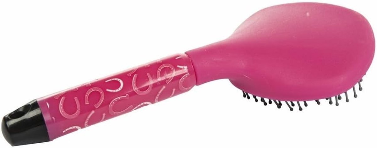 Paardenborstel - Manenborstel Hoefijzer - Vachtverzorging Paard - Ergonomisch Handvat - 22 x 17 x 10 cm - roze