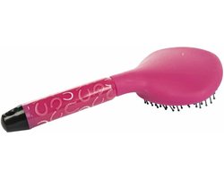 Paardenborstel - Manenborstel Hoefijzer - Vachtverzorging Paard - Ergonomisch Handvat - 22 x 17 x 10 cm - roze