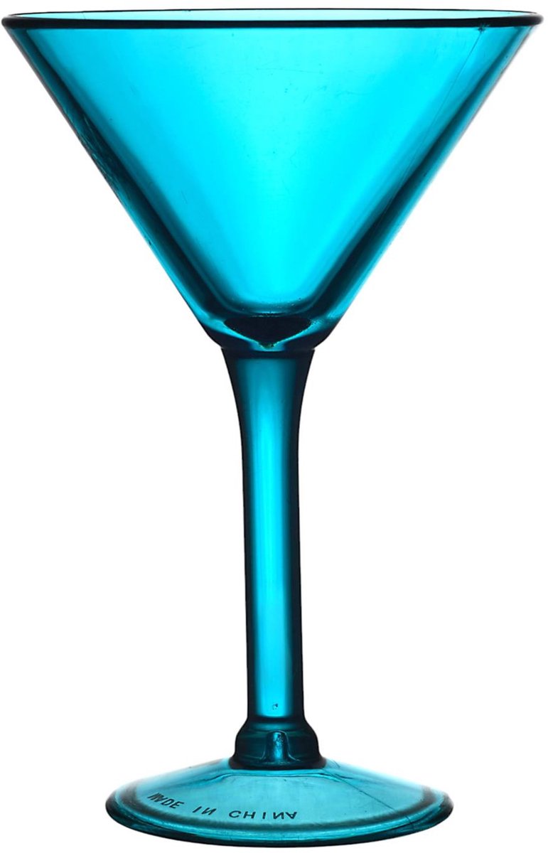 Home Deco Factory Cocktailglas - blauw - kunststof - 24 cl - martini glas