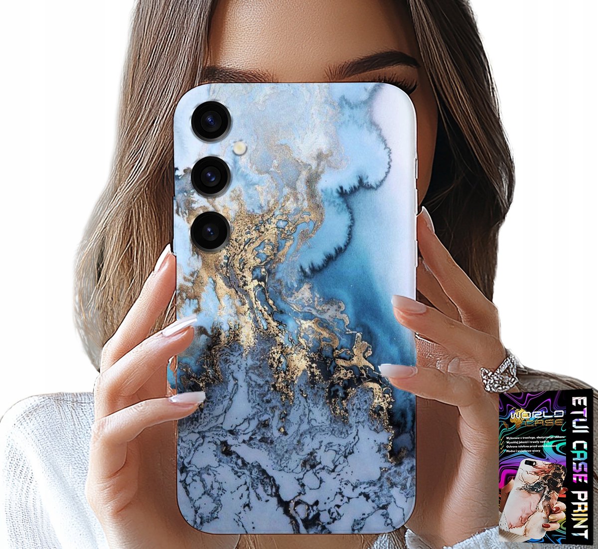 HOESJE VOOR SAMSUNG GALAXY A15 4G - MARMERPATROON VOOR DAMES + GLAS