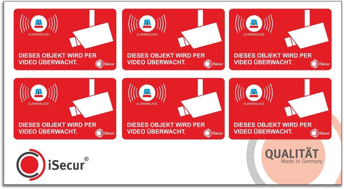 Waarschuwingsstickers Cameratoezicht - Alarm Systeem Stickers - Object Beveiligen - UV- en Weerbestendig - 5 x 3 cm - Rood Wit