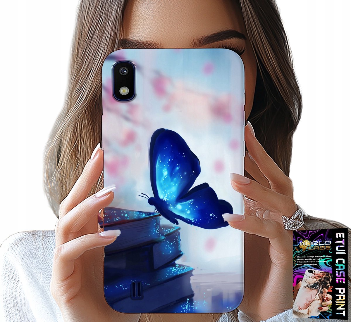 Hoesje voor Samsung A10 - Blauwe vlinder, vlinder, damespatroon
