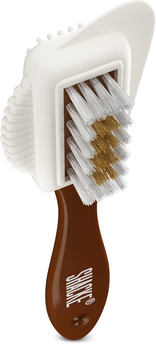 Schoenborstel Set - Leerborstel Nubuck - Schoenonderhoud - Vierzijdig Reinigend - 7x23cm - Wit