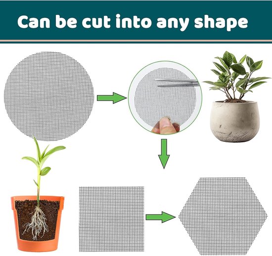 Bloempot Gaas Pads - 50 Stuks - 10X10CM - Ademend Plastic Gaas voor Bloempot Bodem - Bloempotvoering - Insectenwerende mat voor onder potplanten - Grondkerend gaasmatje - Ronde Drainageschermen om Bodemverlies te Voorkomen - Zwart van Merkloos	 — afbeelding 4