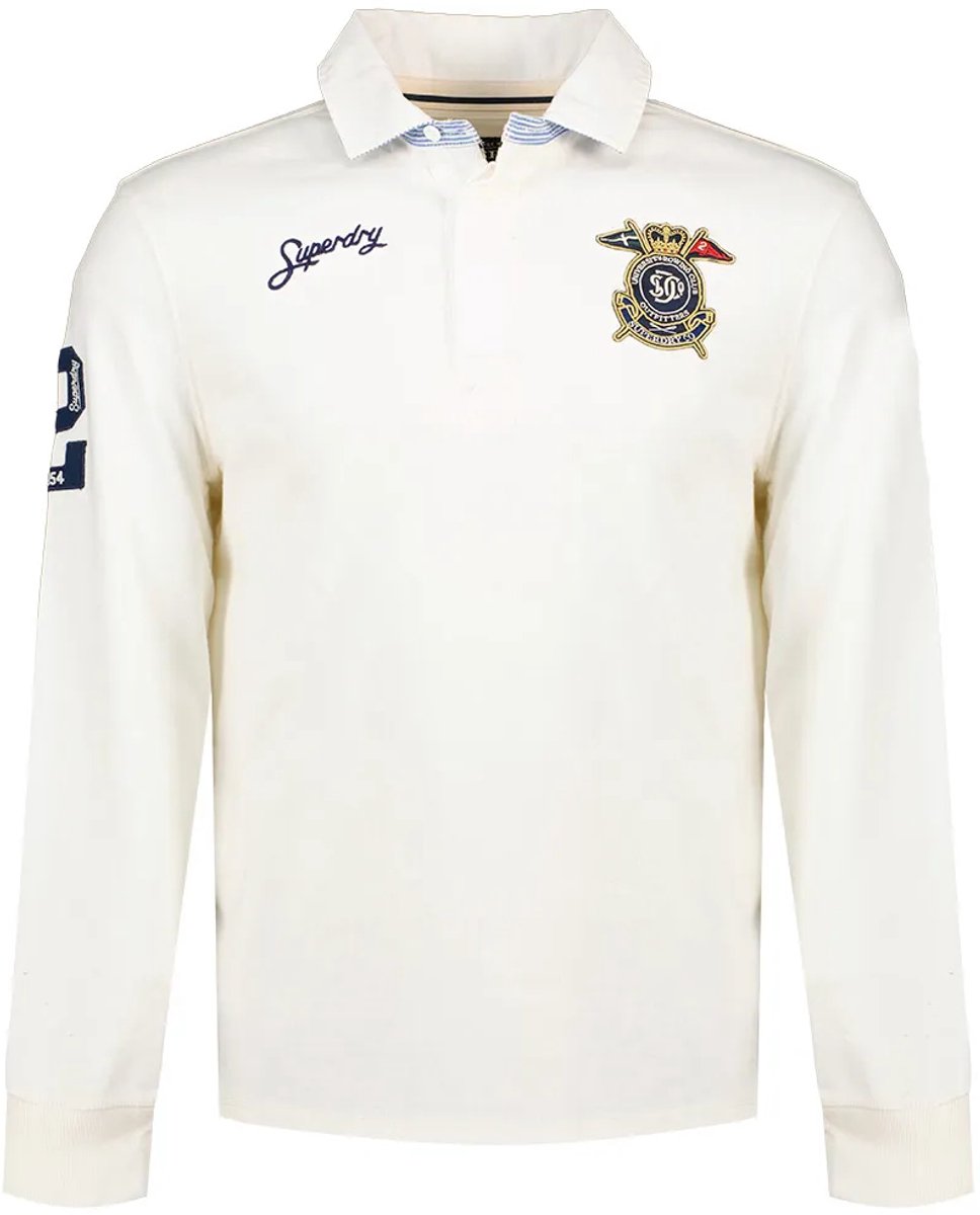 Superdry Rugbytop met dubbel embleem Heren Tops Wit