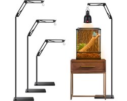 Reptielenlamp standaard - Huisdierlamp houder - Reptielen verwarmen - 360° verstelbare arm - 40-188 cm - Zwart