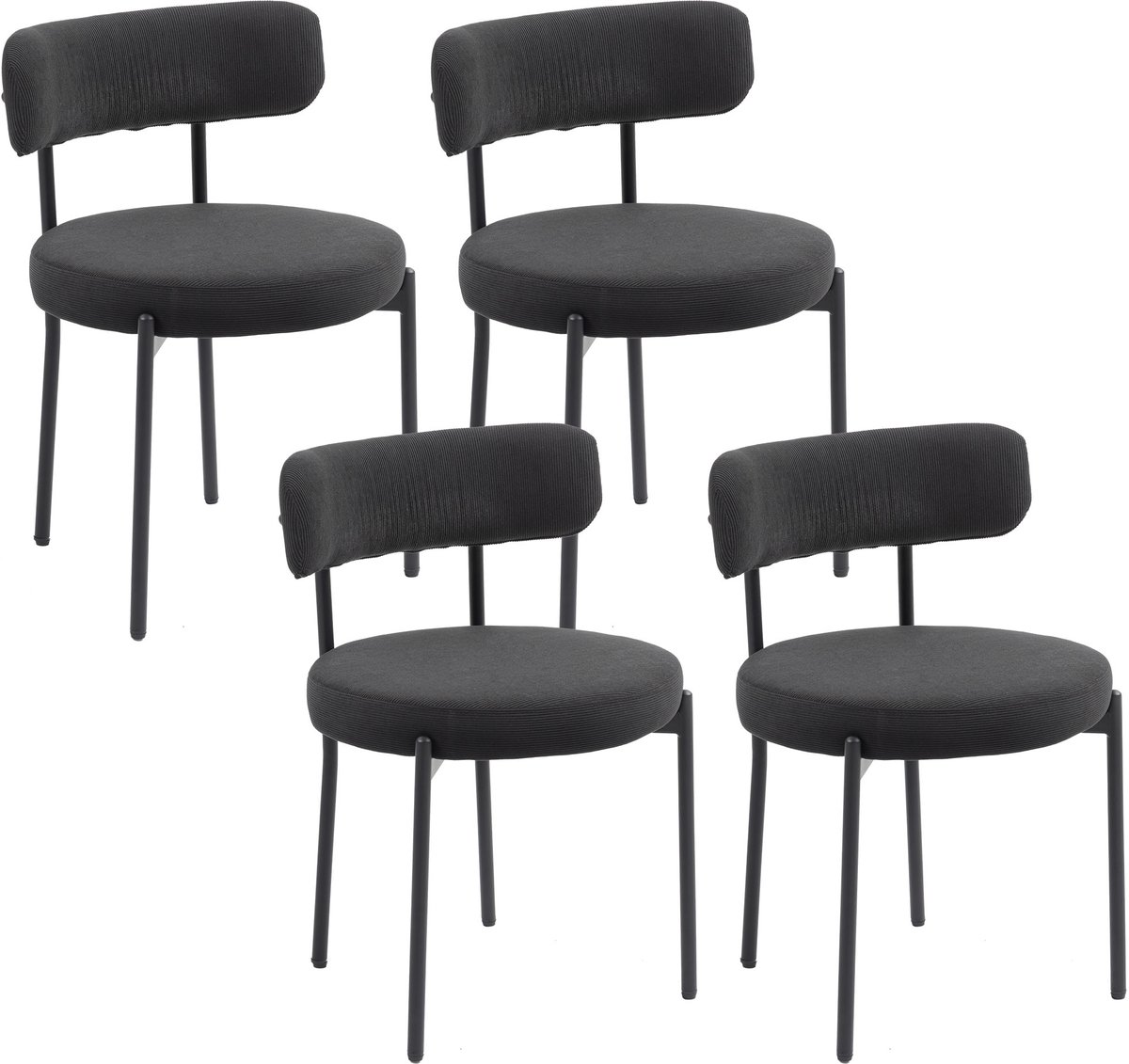 HOMCOM-Eetkamerstoel-Polyester-51x51x76cm-Zwart