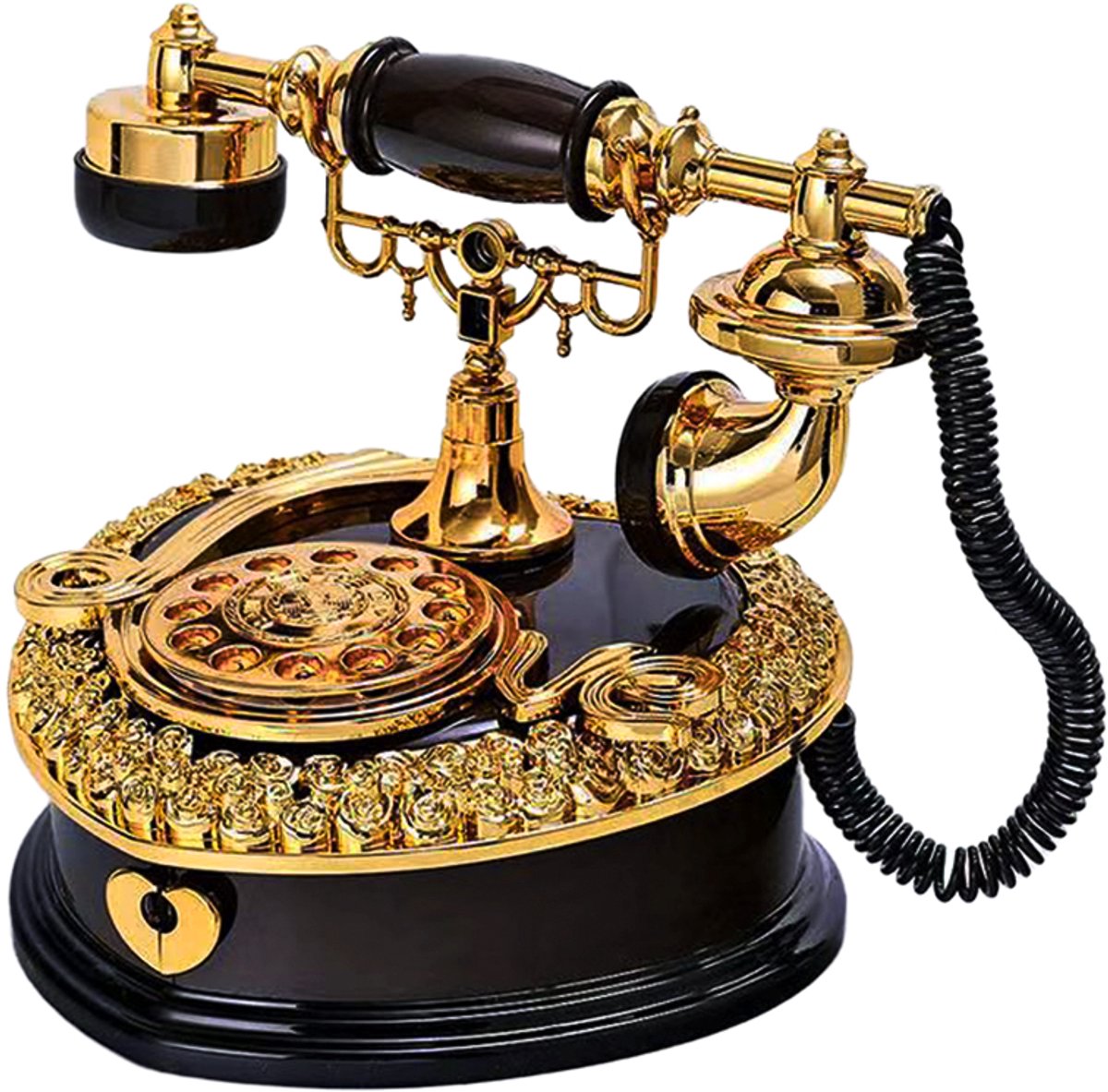 Telefoonvormige Muziekdoos – Retro Draaiorgel met Opbergvak – Mechanische Muziekdoos voor Thuisdecoratie – Cadeau voor Verzamelaars – Zwart