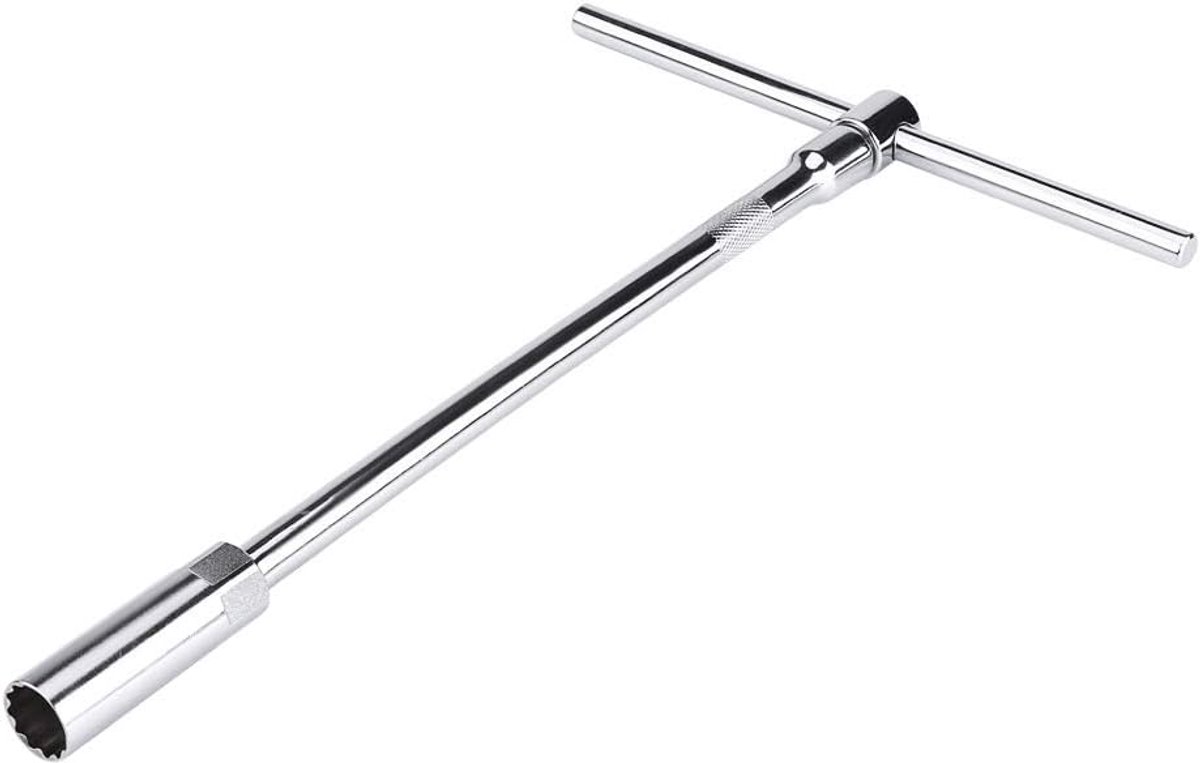 Bougiesleutel T-greep - Universele sleutel - Motor reparatie - Antislip ontwerp - 16 mm kop - Zilver