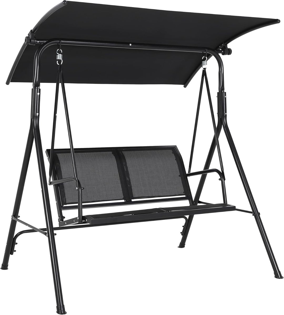 2-Zits Tuinschommelbank met Verstelbaar Zonnedak - Schommelstoel voor Buiten - Waterdicht & Ademend Textileen - Stalen Frame - Tuin & Terras