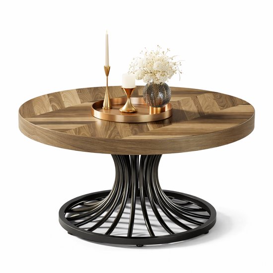 Van Elmont Salontafel Industrieel Mangohout Rond 80 cm - met Stijlvolle ...